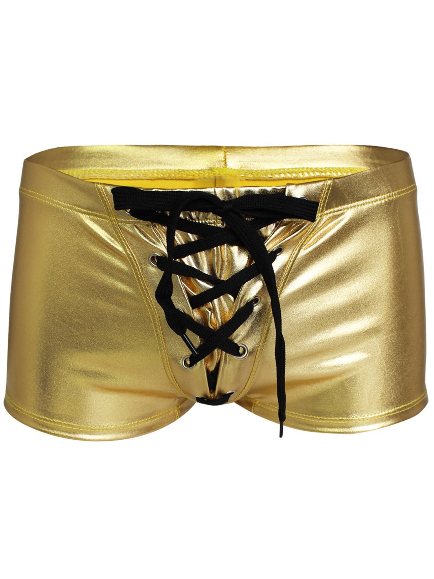 YiZYiF Mens Metallic Boxers Underwear Shiny Patent Leather Drawstring ...