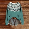 thumbnail image 2 of Womens Oversized Sweater Hoodie Western Ethnic Print Knit Pullover Loose Winter Tops Pocket Casual Boho Sweaters (L, Army Green 02), 2 of 7