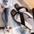 thumbnail image 3 of High Heeled Sandals Women's Transparent Square Head Slippers Large Black, 3 of 5