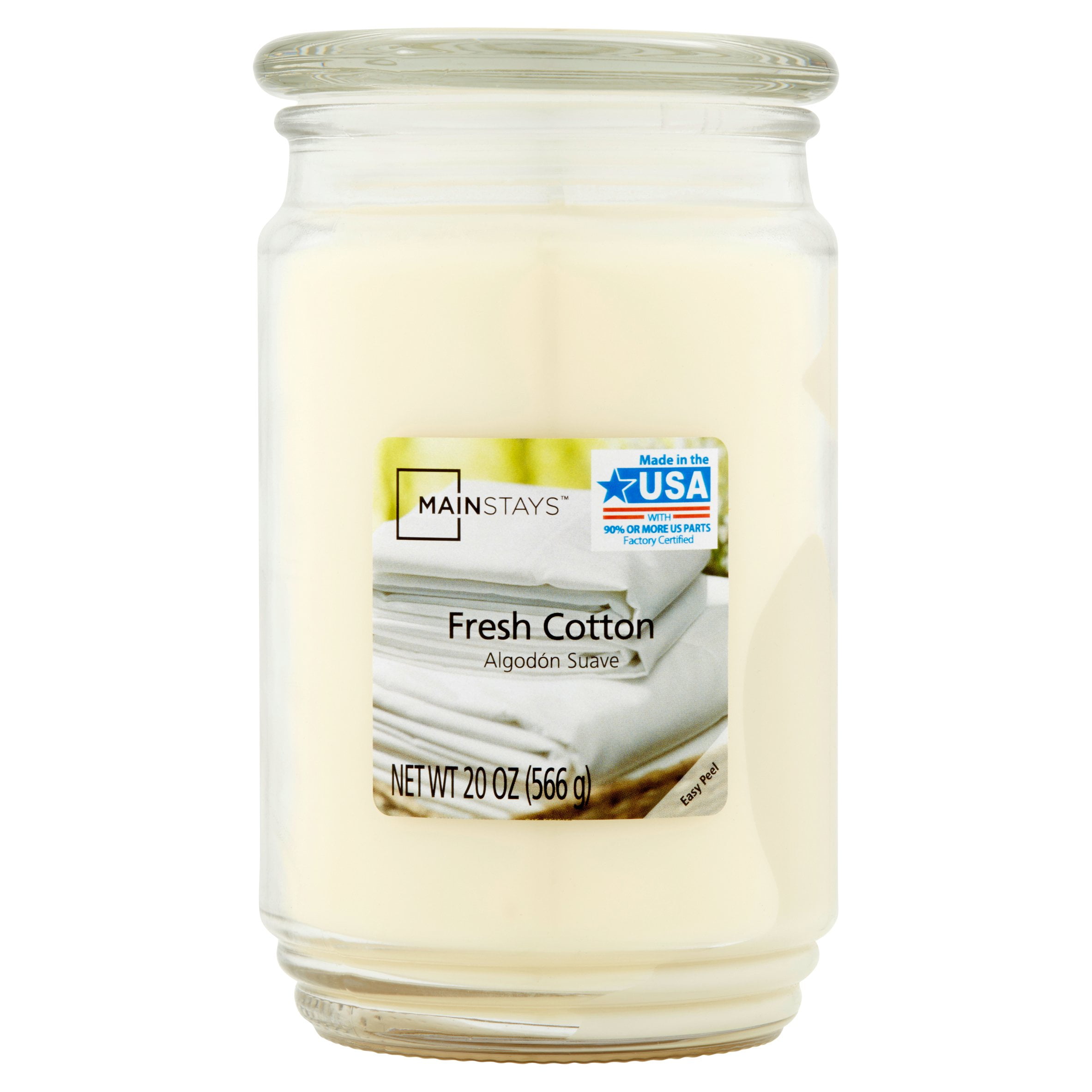 Mainstays Fresh Cotton SingleWick Jar Candle, 20 oz.