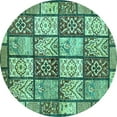 thumbnail image 1 of Ahgly Company Indoor Round Abstract Turquoise Blue Modern Area Rugs, 7' Round, 1 of 4