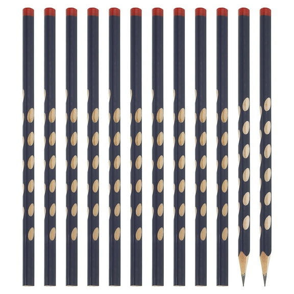 Uxcell 12 Pack Triangle Hole Design HB Graphite Pencil with Red Head, Dark Blue