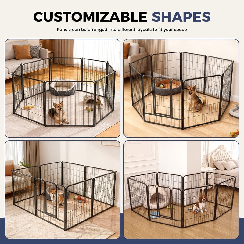 Daluvenix Dog Playpen Outdoor Extra Wide 16 Piece Panels Heavy Duty Dog Fence 40" Height Anti-Rust with Doors Portable for Large Dogs
