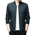 thumbnail image 2 of Stamzod Jackets for Men Long Sleeve Zip Up Bomber Jacket Men Business Casual Work Lightweight Windbreaker Army Green XXXXL, 2 of 6