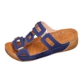 thumbnail image 5 of Rokment Geometic Wedges Slides Sandals for Women 2026 Fashion Comfortable Casual Leather Orthopedic Platform Dress Slip on Summer Shoes Blue Size 6, 5 of 6