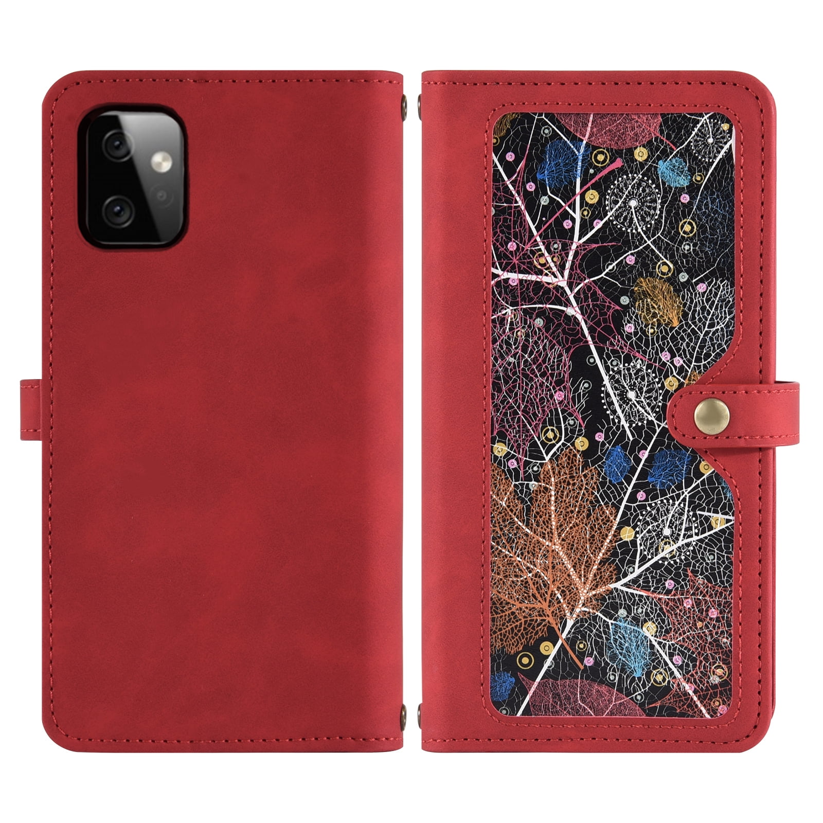 Asuwish Phone Case for Motorola Moto G Power 5G 2023 Wallet Cover With Tempered Glass Screen Protector Crossbody Wrist Strap Flip Pattern Zipper Credit Card Holder Stand Cell GPower G5 Women Men Red