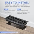 thumbnail image 6 of 4x14 Inches B Pack Heavy Duty Walkable Floor Register Easy Adjust Air Supply Lever Floor Vents - Charlotte Design - Vent Cover for Home Floor - Matte Black, 6 of 9