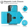 thumbnail image 3 of Wallet Case for Galaxy S21, Detachable Crossbody Lanyard Strap PU Leather+Soft TPU Bumper Magnetic Clasp Back Flip Credit Card Slots Kickstand Cover for Samsung Galaxy S21, Blue, 3 of 10