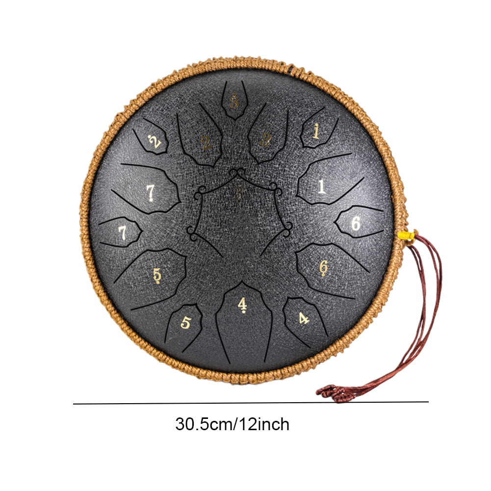 golytefs 12 Inch Percussion Musical Instrument with Handbag Drumsticks 15 Notes D Major Large Ethereal Drum Yoga Sound Healing Child Beginner Hand Drum