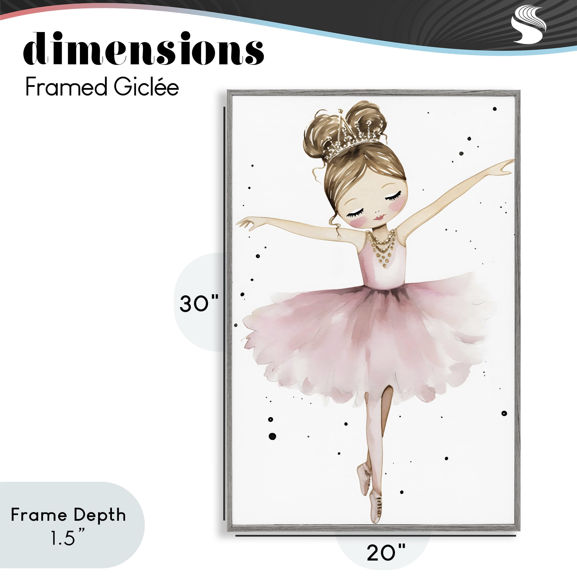 Stupell Industries Pointe Princess in Pink Tutu Gray Framed Giclee Art, design by Creative Studio