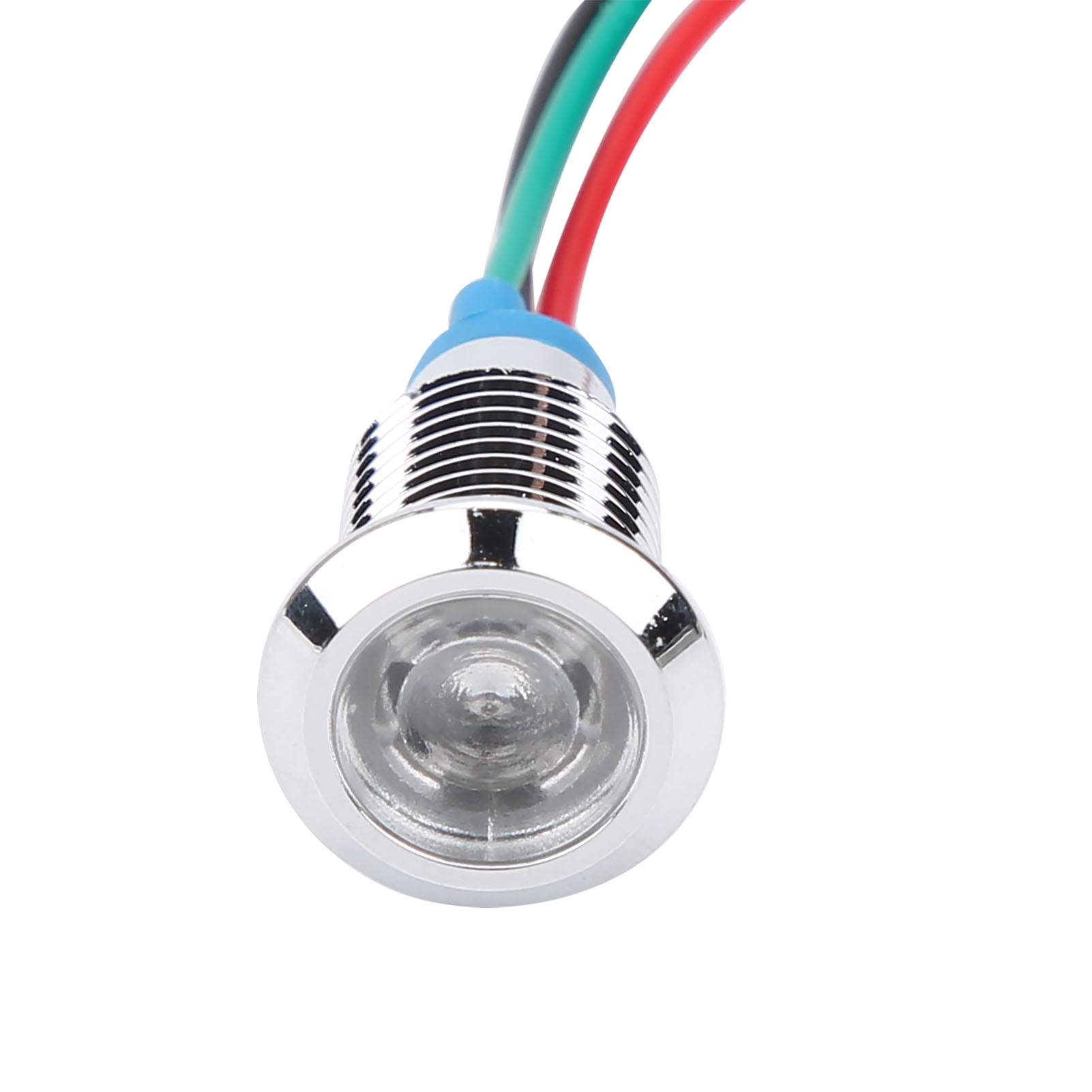 4 Voyants LED Rondes Anode Commune Bicolores 10mm 110-220V - Rouge Et Bleu, Précâblées