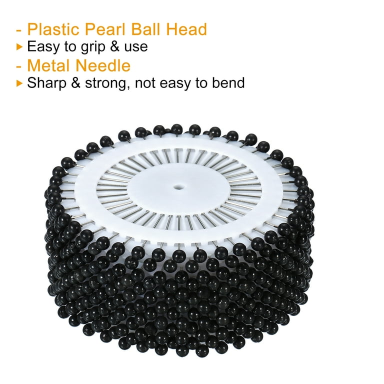 Uxcell Sewing Straight Pins Round Pearl Head DIY Hand Crafts, Black 520 Pack