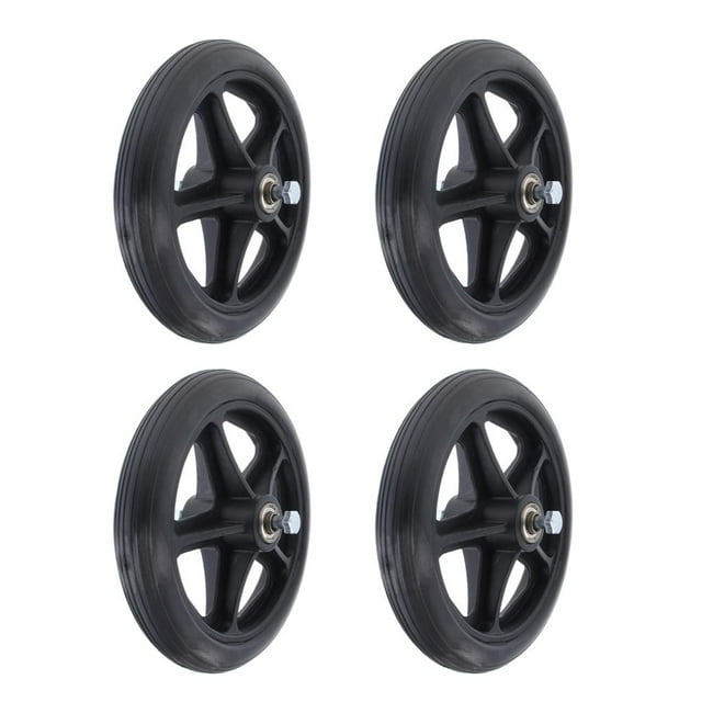 Herramienta de repuesto para ruedas delanteras de silla de ruedas shamjiam 4 piezas ABS 7 pulgadas negra