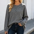thumbnail image 5 of Karymi Plus Size Tops for Women, Crew Neck Long Sleeve Sweater, Heather Waffle Knit Loose Fit Pullover Top for Fall Winter, 5 of 6