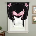 thumbnail image 2 of Valentine's Day Balloon Curtains for Living Room/French Door, Pink Bowknot Ribbon on Black Mother's Day Tie Up Curtains 63 Inch Length Energy Saving Kitchen Curtains Shades for Windows 42"x63", 2 of 8