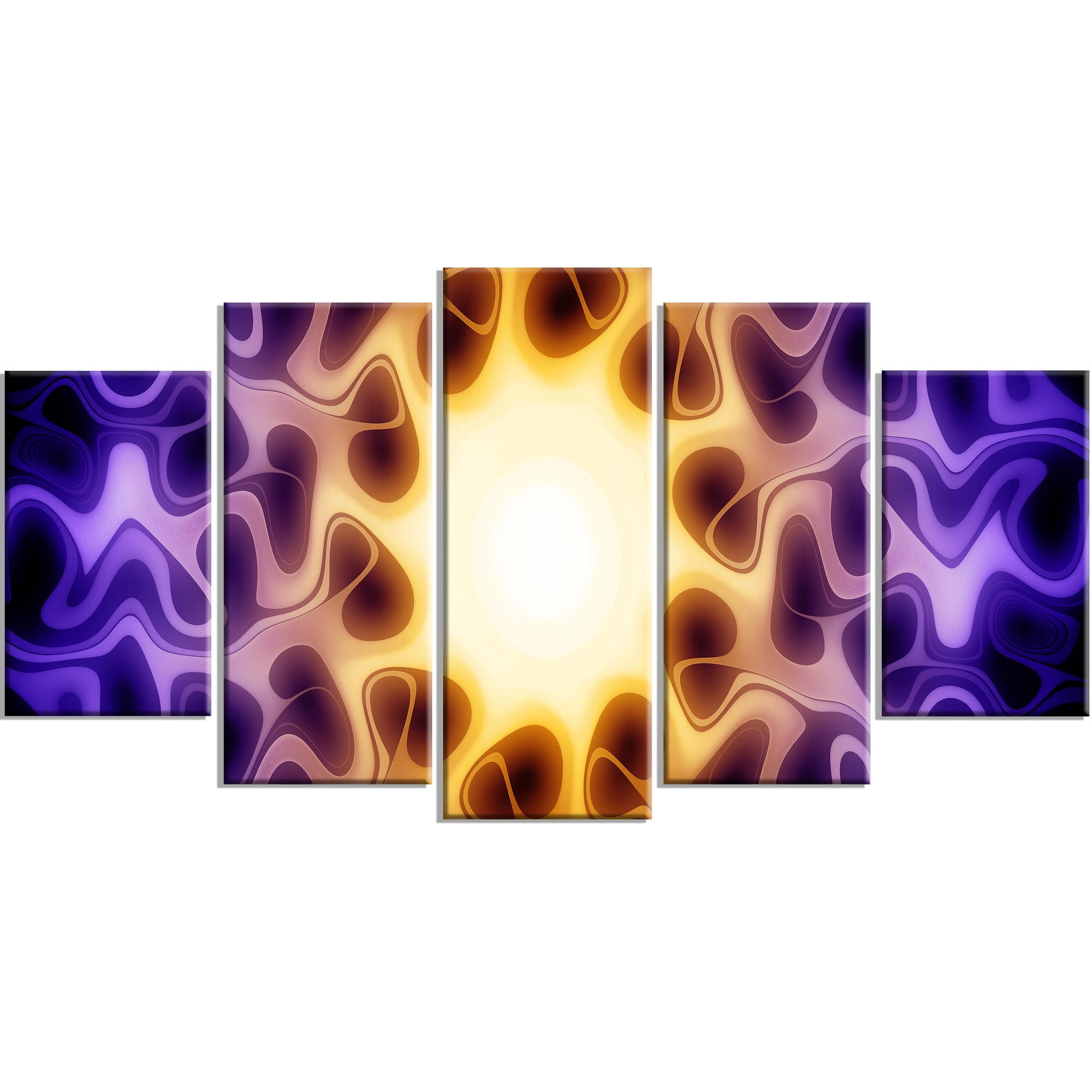 Design Art Purple Sunburst 5 Piece Graphic Art on Wrapped Canvas Set