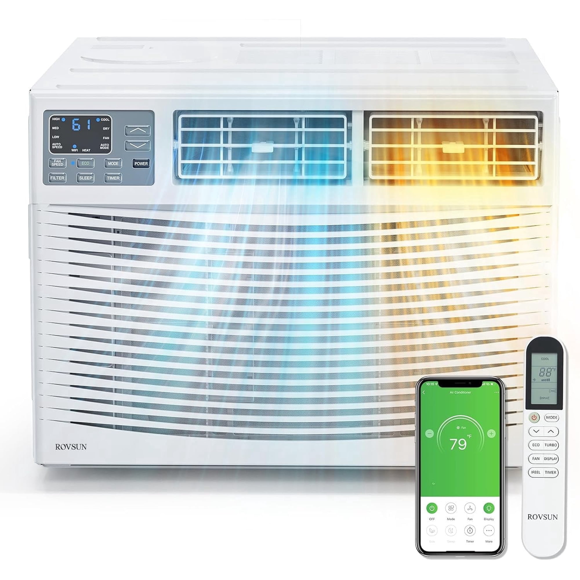 ROVSUN 8000-12000 BTU 250-550 Sq Ft Window-Mount Air Conditioner, White