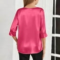 thumbnail image 4 of UQJfacai Girls Satin Silk Tops Dressy Casual V Neck 3/4 Sleeve Dress Blouses Lightweight Spring Summer Tunic Shirts 4-15 Years, 4 of 8