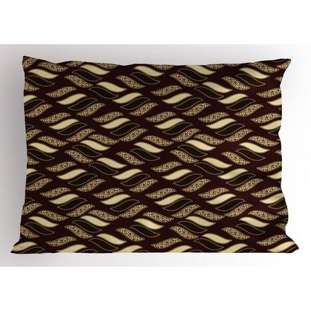African Pillow Sham Indigenous Abstract Shapes Cheetah Motif Jungle Animal Skin Motif, Decorative Standard Size Printed Pillowcase, 26 X 20 Inches, Dark Maroon Beige Brown, by Ambesonne