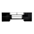 thumbnail image 3 of Unique Shape TV Stand with 2 Illuminated Glass Shelves, High Gloss Entertainment Center for TVs Up to 80", Versatile TV Cabinet with LED Color Changing Lights for Living Room, Black, 3 of 12