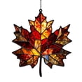 thumbnail image 2 of 2D Acrylic Maple Leaf Suncatcher Tree Ornaments,Stained Glass Maple Leaf Style Waterproof Fall Decoration ,Faux Stained Glass Maple Leaf Suncatcher Ornament for Thanksgiving Autumn Home Wall Decor, 2 of 5