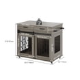 thumbnail image 2 of Uforic Grey 39 Inch Indoor Dog Crate Furniture End Table with Drawer & Wheels, 2 of 5