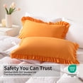 thumbnail image 5 of Lorviah 2 Pack Ruffle Pillow Cases, Ultra Soft & Breathable 20"x36" King Size Ruffled Pillow Covers, Pillow Shams with Envelope Closure, Orange, 5 of 5