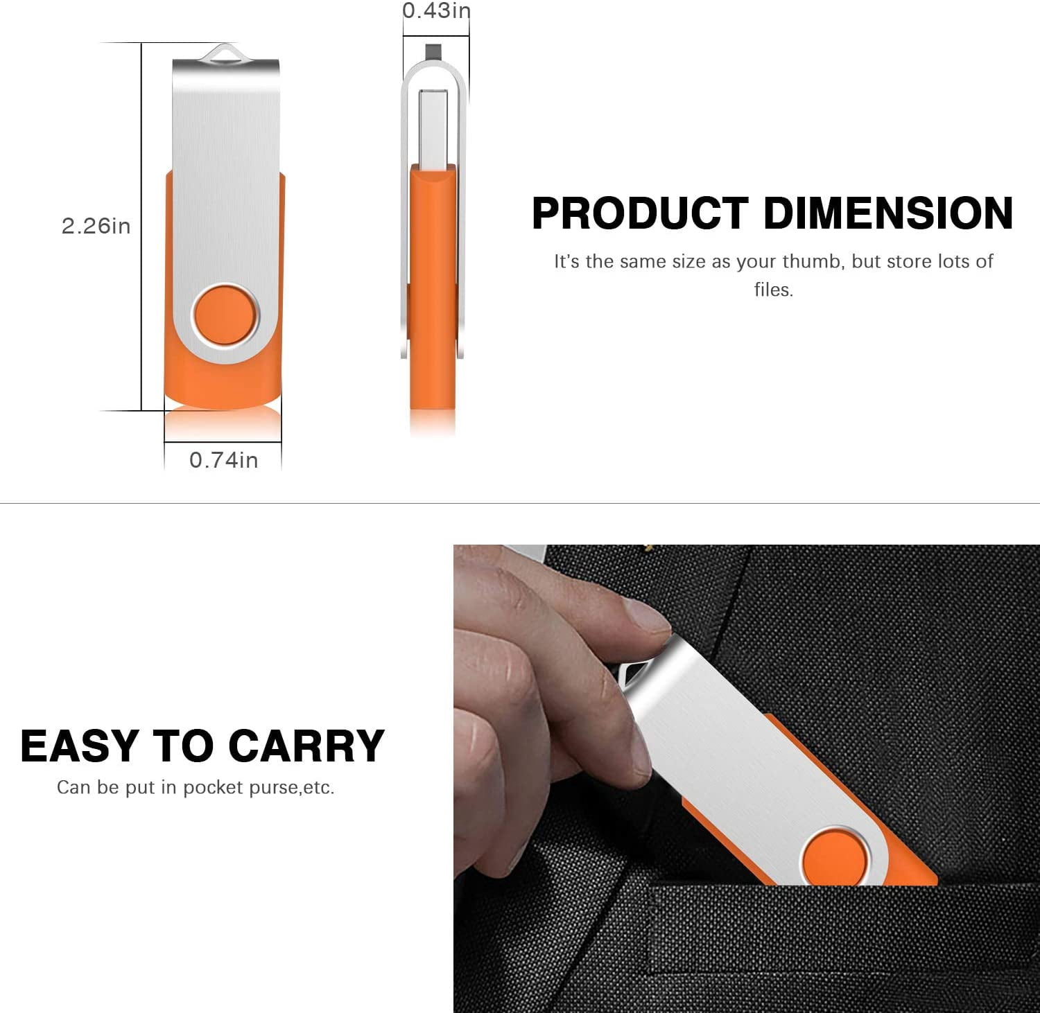 256MB USB Flash Drive 50PACK USB 2.0 Sticks Zip Drive Pen Drive for Storage and Backup(Orange 256MB*50PCS)