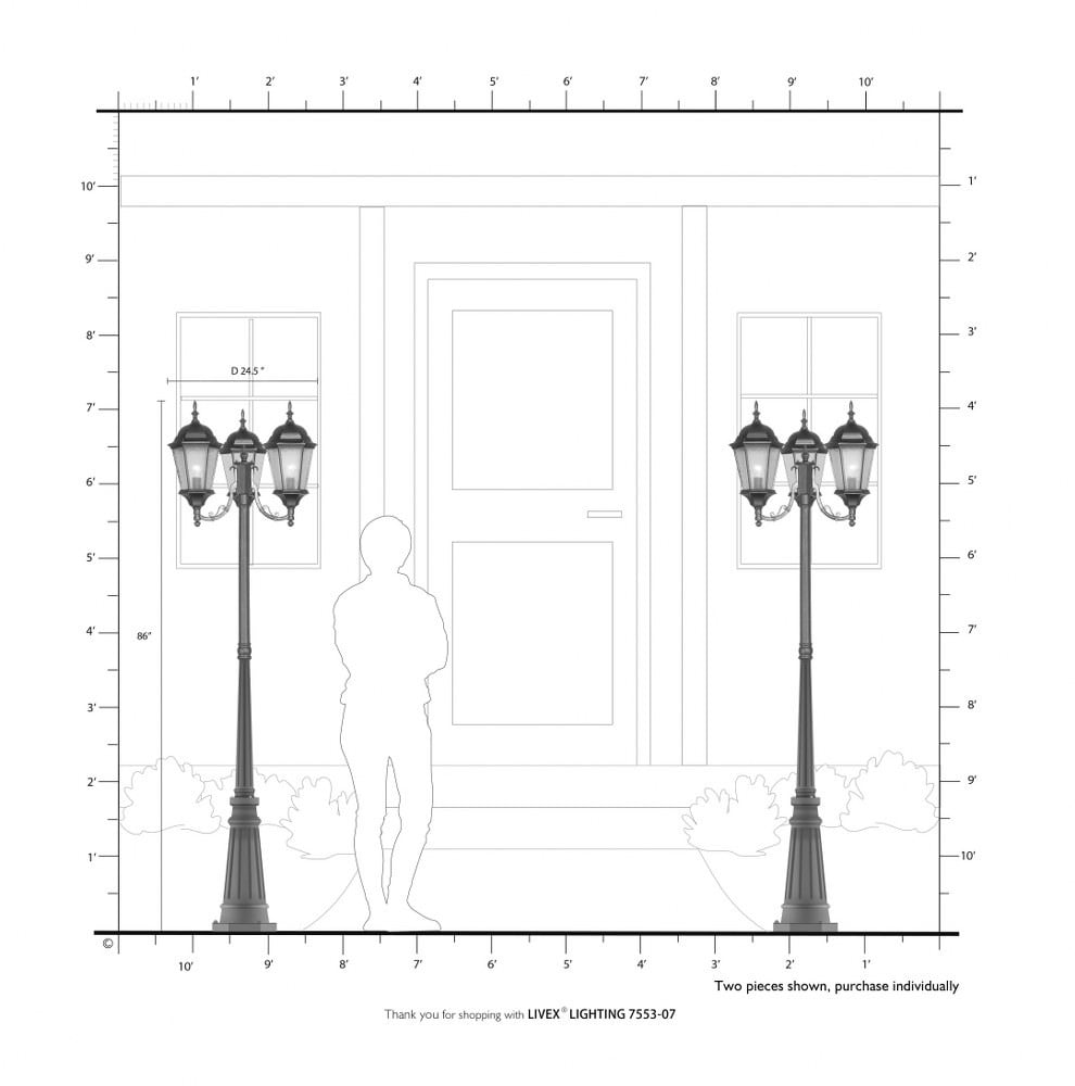 Livex Lighting Hamilton 3 Light Outdoor 3 Head Post