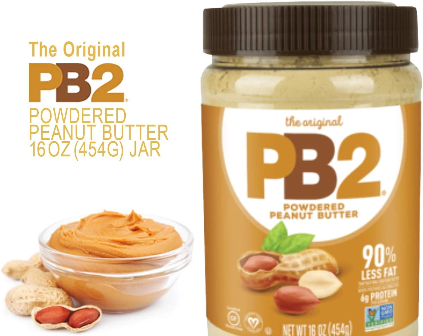 Pack of 6, Pb2 Original Powdered Peanut Butter, 16 oz