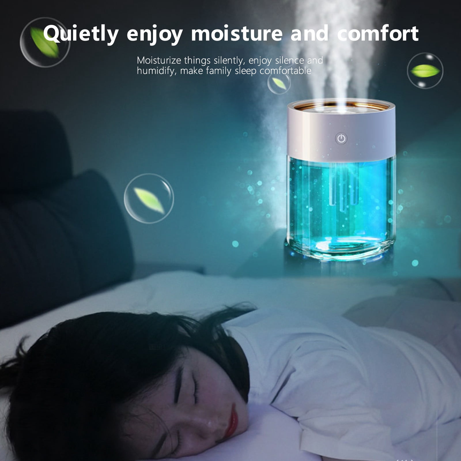 YUNAFFT Humidifiers for Bedroom Large Room, 2L Cool Mist Top Fill Oil Diffuser for Baby Nursery and Plants Quiet Rapid Ultrasonic Humidification for Home Whole House