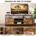 thumbnail image 3 of GVN 58 Inch Industrial TV Stand with Cabinets and Adjustable Shelf for TVs up to 65 Inch-Rustic Brwon, 3 of 10
