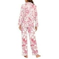 thumbnail image 3 of SEANATIVE Cherry Blossom Button Up Pajamas Size 3XL Pink Long Sleeve Lounge Sets for Women 2 Piece Pajama House Wear with Pockets Ladies Pj Loungewear Tops and Pants, 3 of 7
