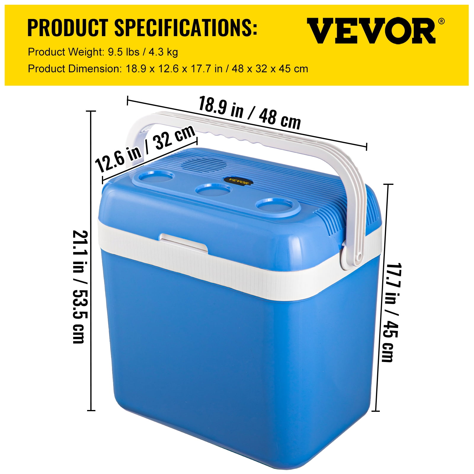 VEVOR Electric Cooler and Warmer, 34 Quart Portable Thermoelectric Fridge,  Plug in Refrigerator with Collapsible Handle, 110V AC Home Power Cord & 12V