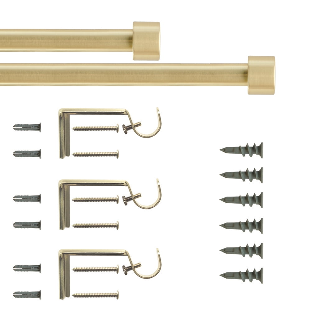 Mainstays 3/4" Gold End Cap Adjustable Single Curtain Rod Set, 30-84"