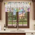 thumbnail image 6 of Vintage Easter Curtain Valances for Windows, Kitchen Valance Window Treatments Panel 2 Pack, Colorful Floral Eggs Bunny Rustic Rod Pocket Short Curtains for Bathroom Bedroom 60 x 18 Inch, 6 of 8