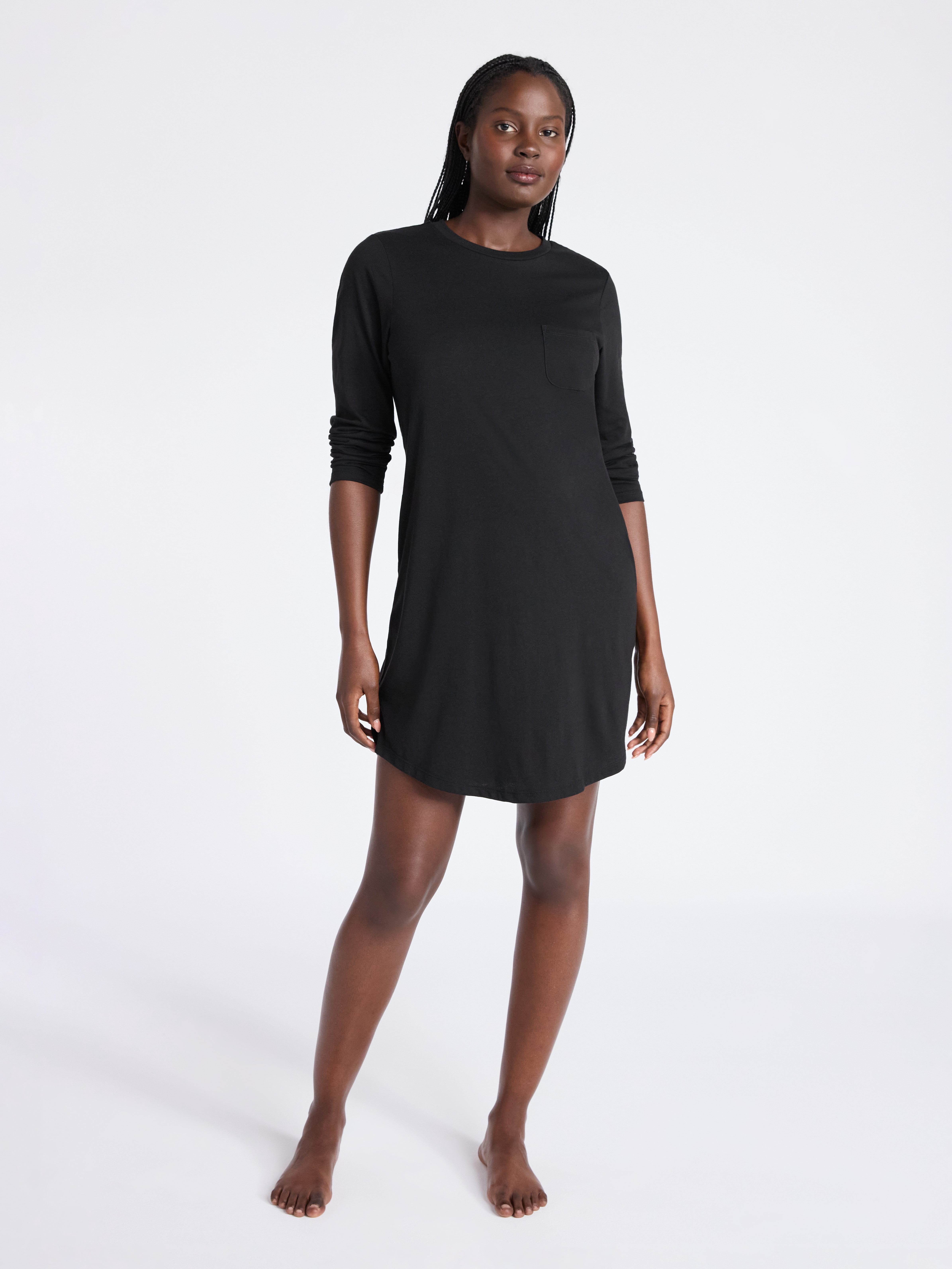 Joyspun Women’s Cotton-Blend Jersey Sleepshirt with Long Sleeves, Sizes XS-3X