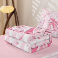 thumbnail image 5 of Homewish Cute Stars Bowknot Kids Zipper Twin Comforter Sets with Fitted Sheet and 2 Pillowcases,Pink Letter M Alphabet Zipper Bedding Set For Girls,Pink Reversible,4 Pieces, 5 of 7