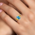 thumbnail image 4 of Gem Stone King 10K White Gold Swiss Blue Topaz and Yellow Sapphire 3-Stone Ring for Women | 1.77 Cttw | Oval 8X6MM | Gemstone November Birthstone | Size 7, 4 of 6