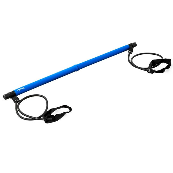 METIS Pilates Bar with Resistance Bands & Foot Straps for Pilates, Full Body Workouts, & Resistance Training - Portable & Foam Padded Fitness Bar for Home & Gym Use