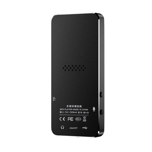 Dalazy MP3 MP4 Affichage HD Radio en Alliage de Zinc Lecteur Son Stéréo Contrôle Tactile Musique Intérieur Dortoir Extérieur Noir 8 Go