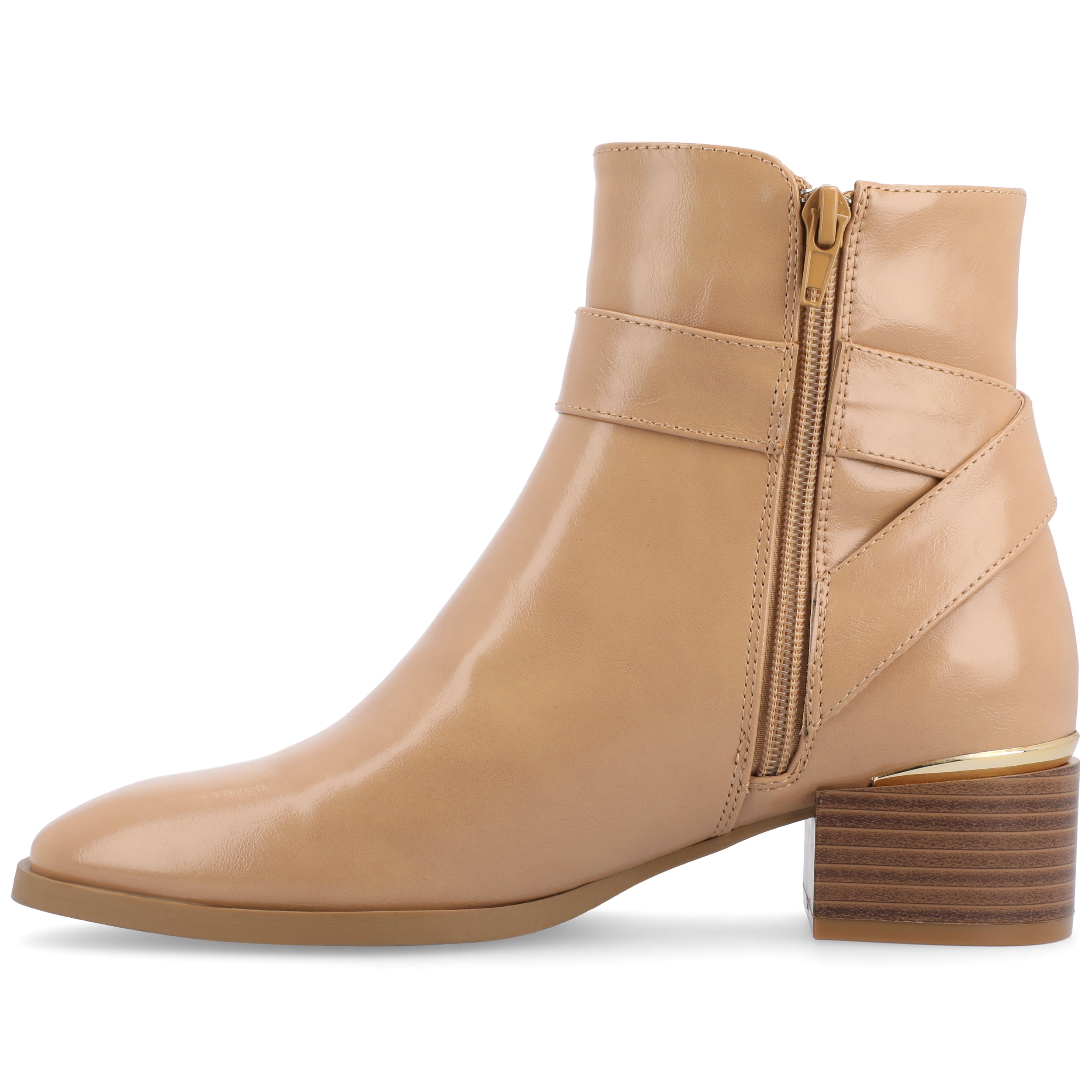 Journee Womens Elley Stacked Block Heel Square Toe Booties