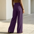 thumbnail image 4 of Miluxas Women's High Rise Wide Leg Trousers Pleated Front Business Casual Loose Straight Pants with Pockets Dress Pants for office Commute Wear Purple, 4 of 7