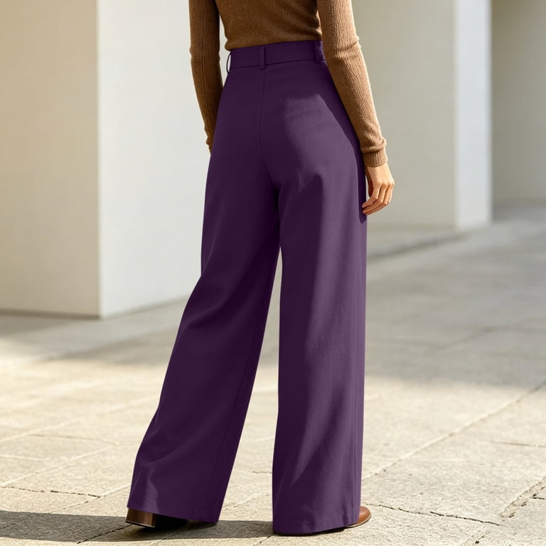 Vbvc Women's High Waisted Wide Leg Dress Pants , Pleated Work Slacks For Women , Ladies' Business Casual Trousers with Pockets,Purple,S-2XL Vbvc Women's High Waisted Wide Leg Dress Pants , Pleated Work Slacks For Women , Ladies' Business Casual Trousers with Pockets,Purple,S-2XL