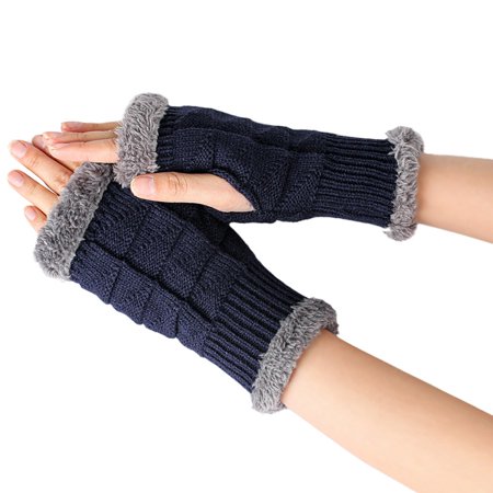 2PCS Women s Knitted Wool Convertible Fingerless Gloves for Warmth and Dexterity in Cool Weather Size:A