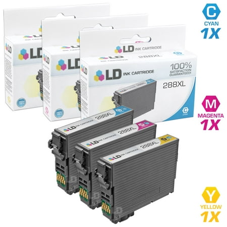LD Compatible Epson T288XL / T288 / 288 Set of 3 High Yield Cartridges: T288XL220 Cyan, T288XL320 Magenta & T288XL420 Yellow for Expression XP-330, XP-430 &