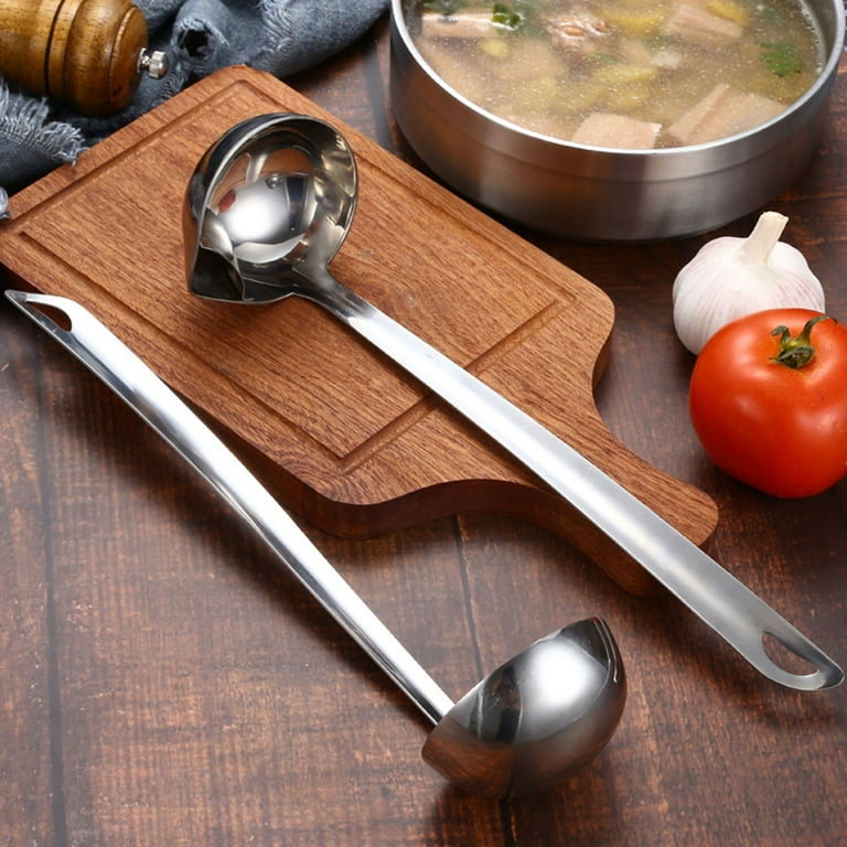 Travelwant 2Pcs/Set Super Sturdy, Ergonomic Soup Ladle Stainless Steel  Ladles with Long Handles. Best Kitchen Accessories for Stirring, Portioning  and Serving Soups 