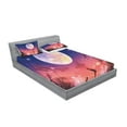 thumbnail image 2 of Ambesonne Fantasy Fitted Sheet & Pillow Sham Set, Dog Under Huge Moon, Full, Navy Coral, 2 of 2