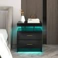 thumbnail image 2 of Costway LED Nightstand Set of 2 with 2 Storage Drawers Adjustable Light Mode Remote Control, 2 of 9
