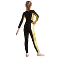 thumbnail image 3 of YONGHS Kids Girls Unitard Long Sleeve Zipper Metallic Skating Dance Jumpsuit Full Body Bodysuit Gold 10, 3 of 8